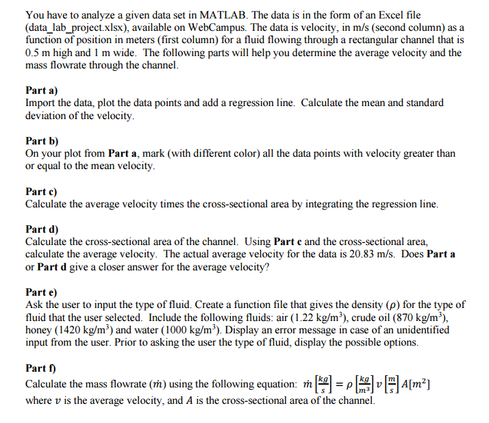 You have to analyze a given data set in MATLAB. The | Chegg.com