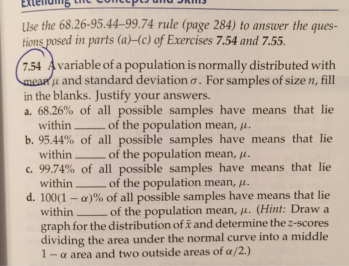 Solved use the 68.26-95.44-99.74 rule (page 284) to answer | Chegg.com