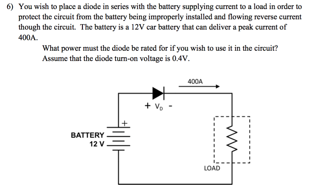 Solved 6) You wish to place a diode in series with the