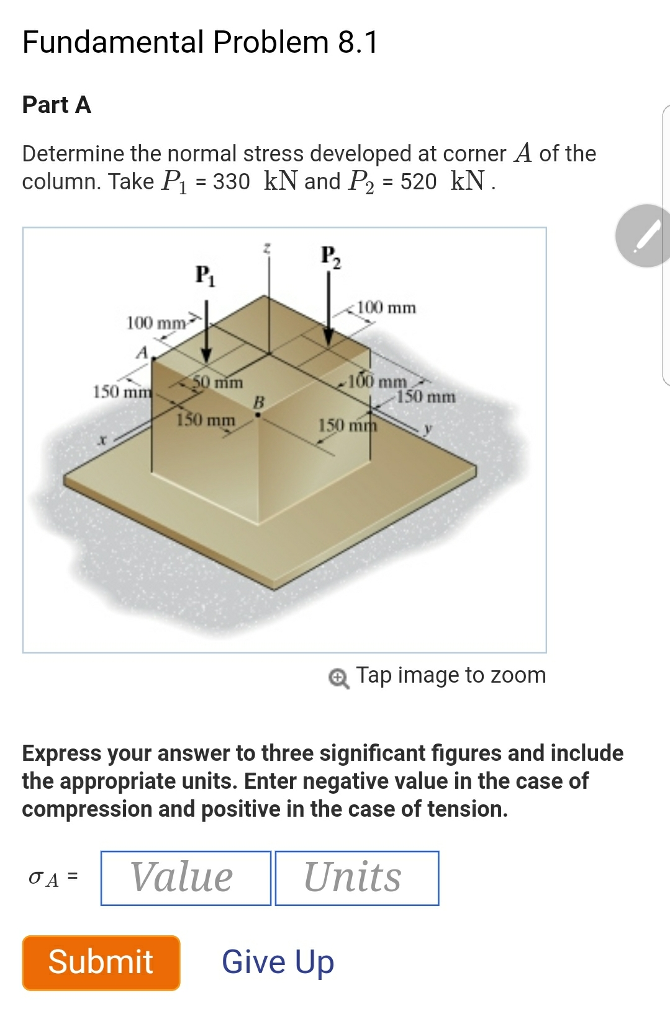 Solved Fundamental Problem 8.1 Part A Determine the normal | Chegg.com