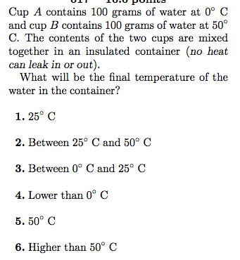 Solved Cup A contains 100 grams of water at 0 degree C and