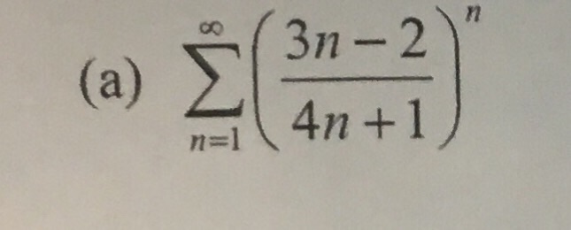 Solved Sigma_n = 1^infinity (3n - 2/4n + 1)^n | Chegg.com