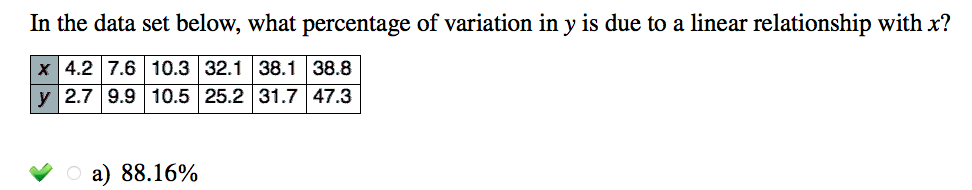 Solved In the data set below, what percentage of variation | Chegg.com