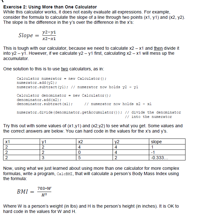 Solved Exercise 2: Using More than One Calculator While this | Chegg.com