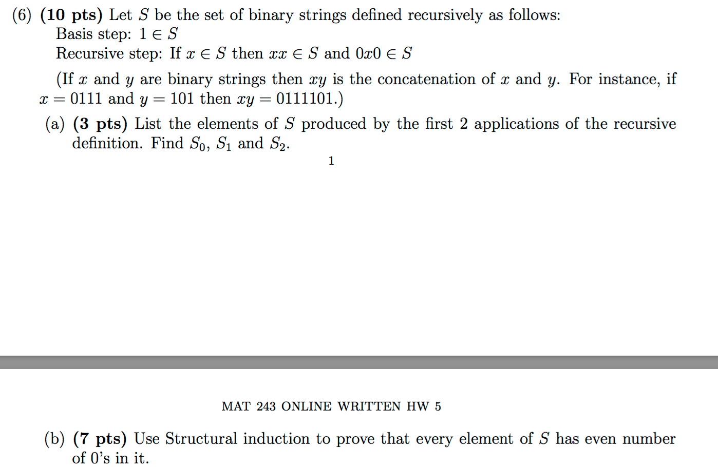 Solved Let S be the set of binary strings defined