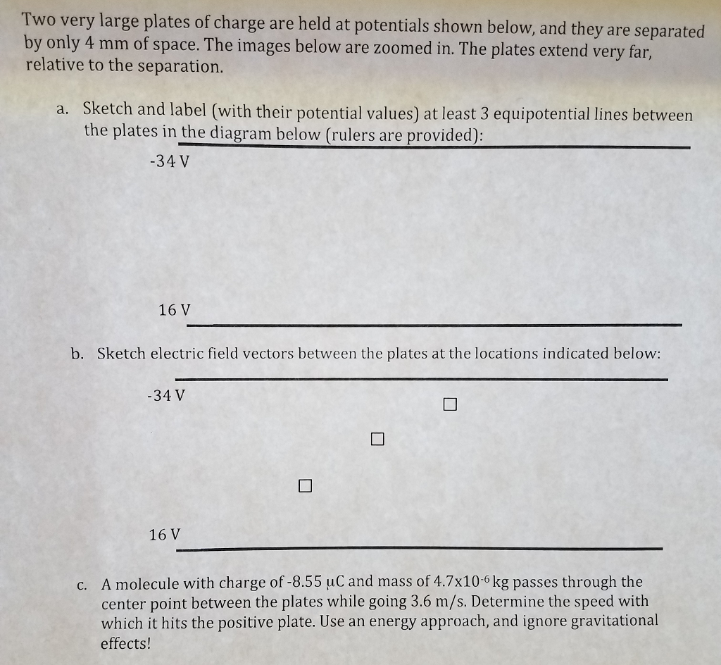 Solved Two Very Large Plates Of Charge Are Held At | Chegg.com