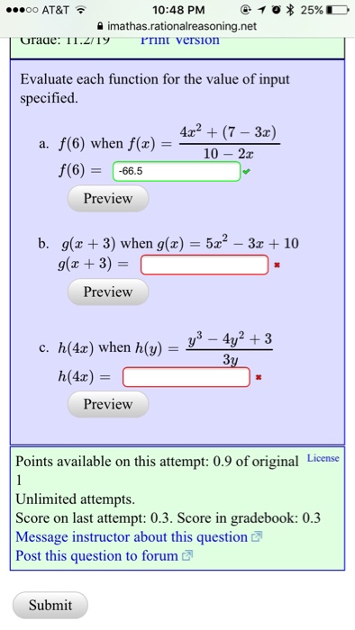 Solved Evaluate each function for the value of input | Chegg.com