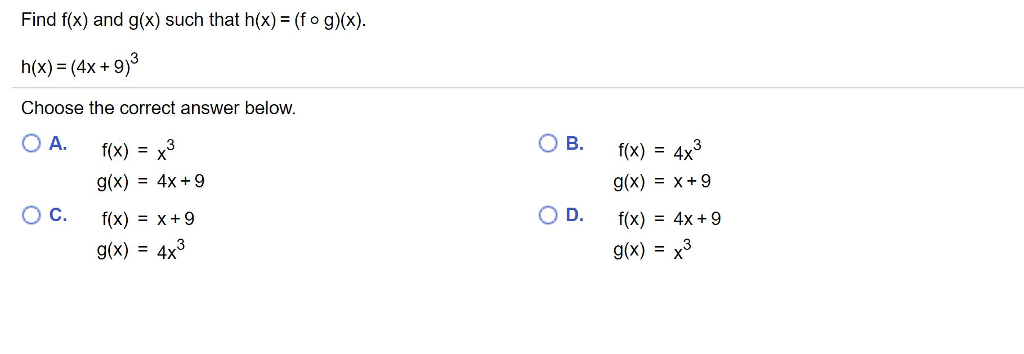 Solved Find F X And G X Such That H X F O G X H X