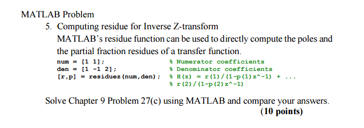 program to find inverse z transform in matlab