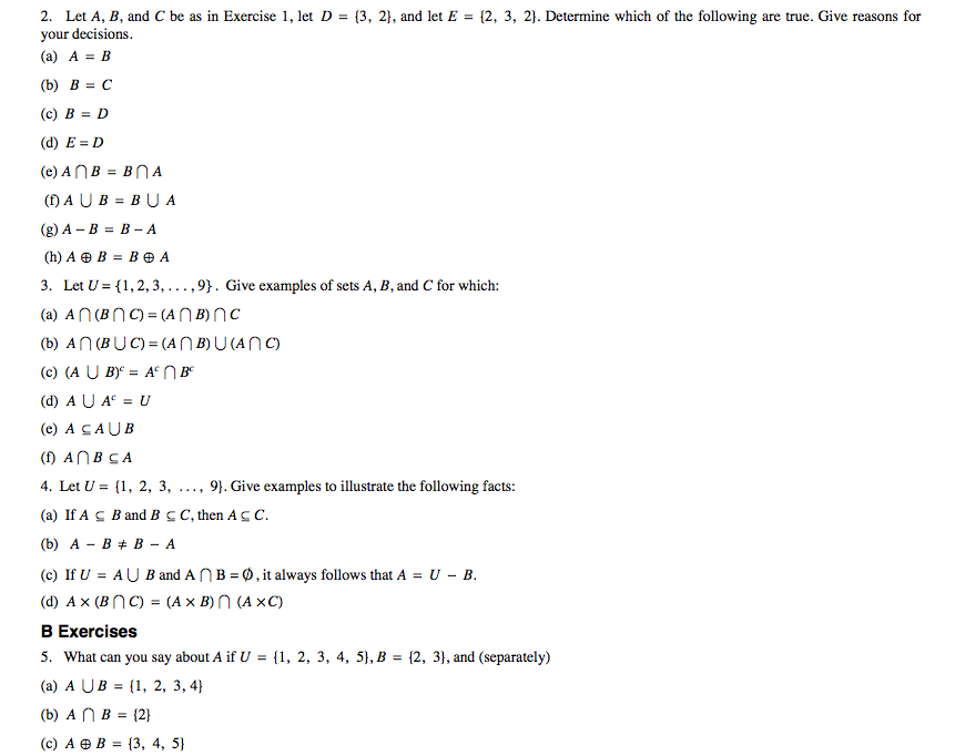 Solved 2. Let A, B, and c be as in Exercise 1, let D 13, 2h, | Chegg.com