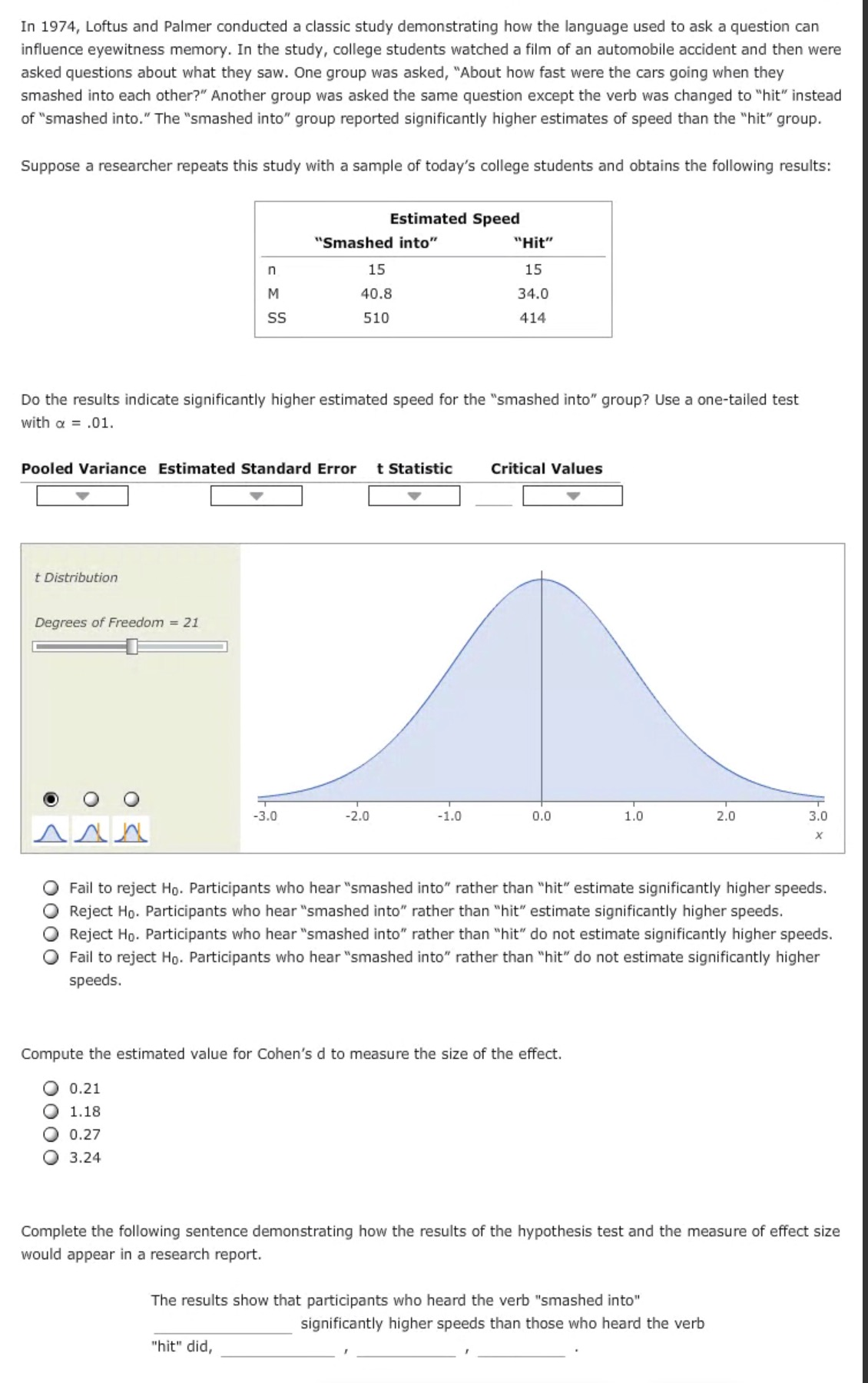 Solved In 1974, Loftus and Palmer conducted a classic study