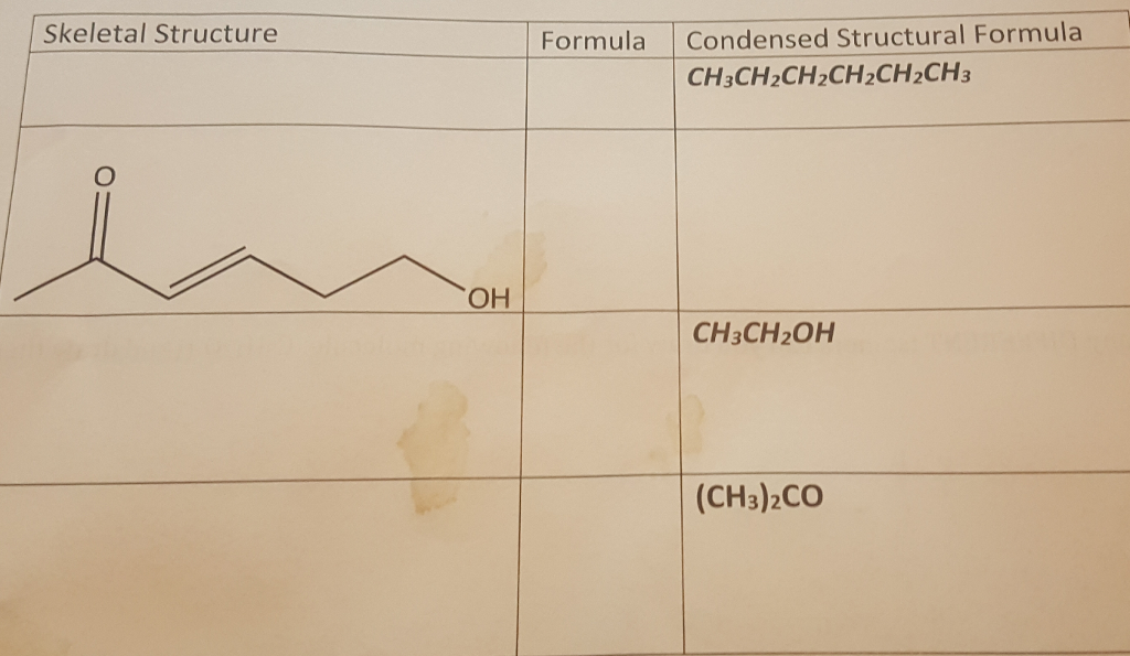 Solved Skeletal Structure FormulaCondensed Structural | Chegg.com