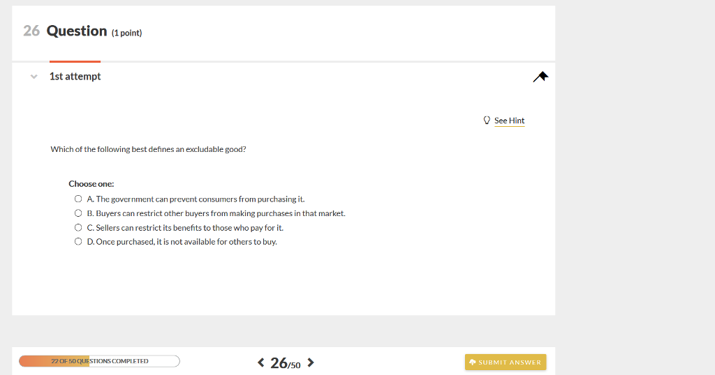 Solved 26 Question point) 1st attempt See Hint Which of the | Chegg.com
