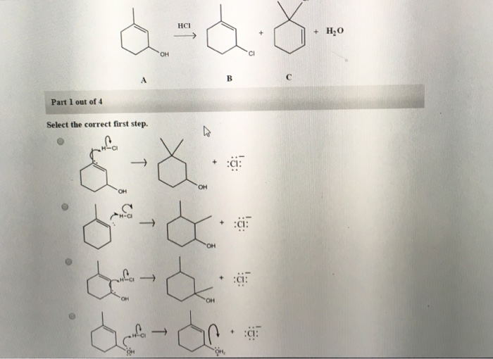 Solved Part 1 Out Of 4 Select The Correct First Step. H-CI | Chegg.com