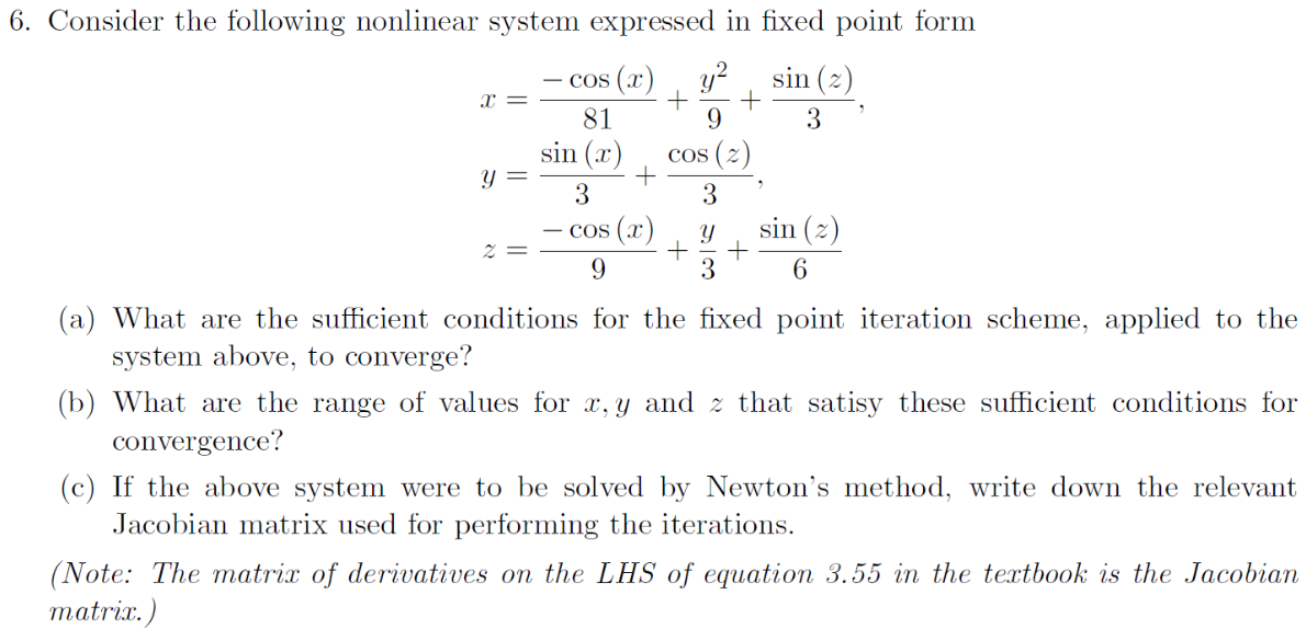 Numerical Methods/Linear Algebra Given three
