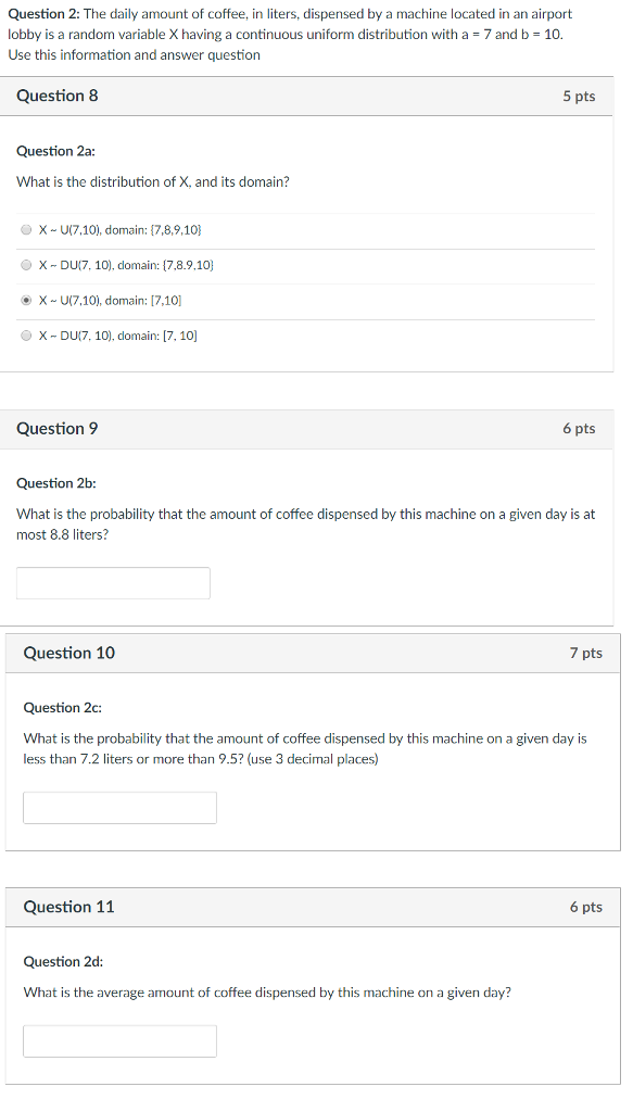 Solved Question 2: The daily amount of coffee, in liters, | Chegg.com