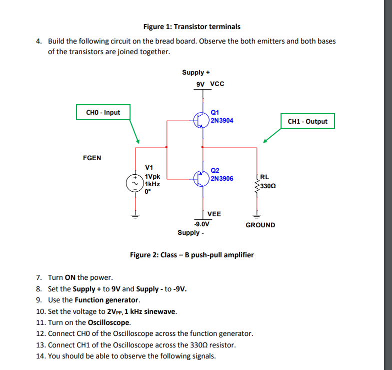 Solved Figure 1 Transistor terminals Build the following
