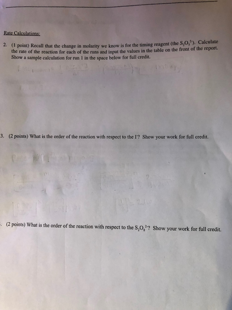 Solved Chemical The Iodine Clock Reaction I