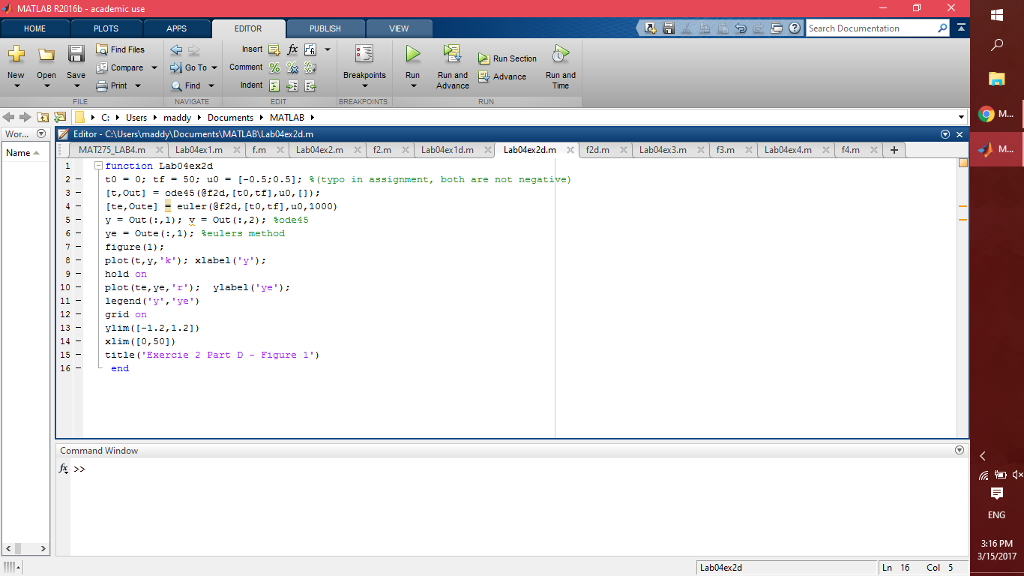Solved Im having trouble coding a third order ode, ive | Chegg.com