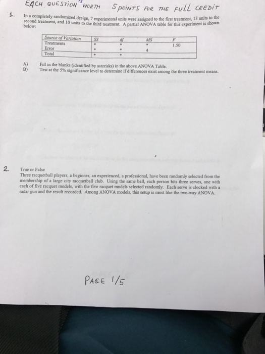 Solved In A Completely Randomized Design 7 Experimental Chegg