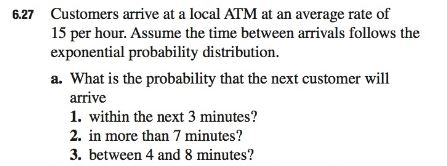 Solved Customers arrive at a local ATM at an average rate of | Chegg.com