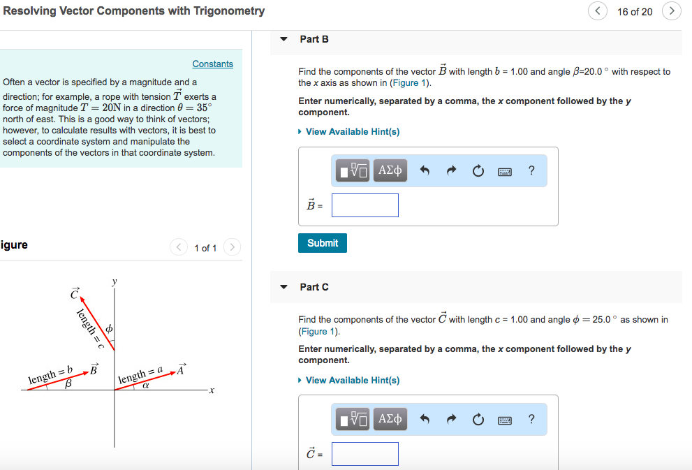 Solved Resolving Vector Components with Trigonometry 16 of | Chegg.com