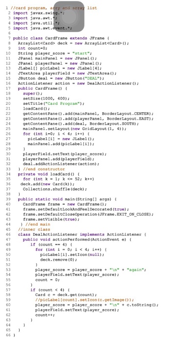 Solved 4. Read Java code (of CarFrame program), answer | Chegg.com