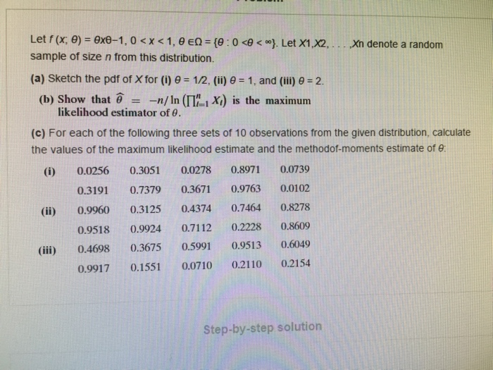 Solved Let f (x; theta) = theta times theta1, 0