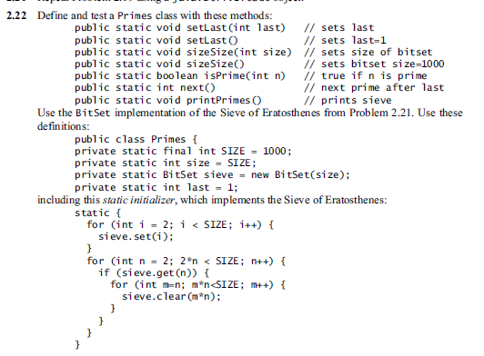 Solved 2.22 Define and test a Primes class with these | Chegg.com