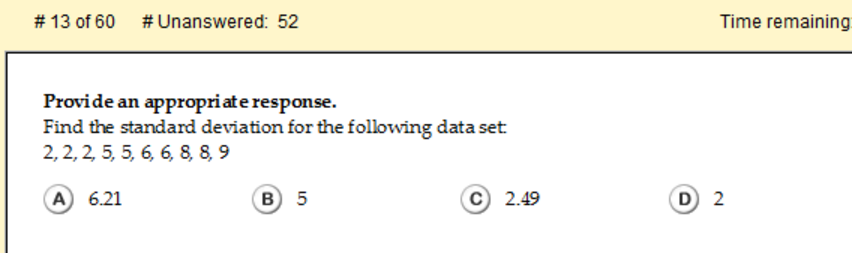 Solved Find the standard deviation for the following data | Chegg.com