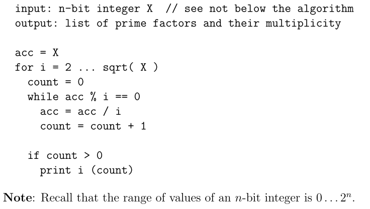 input: n-bit integer X // see not below the algorithm | Chegg.com
