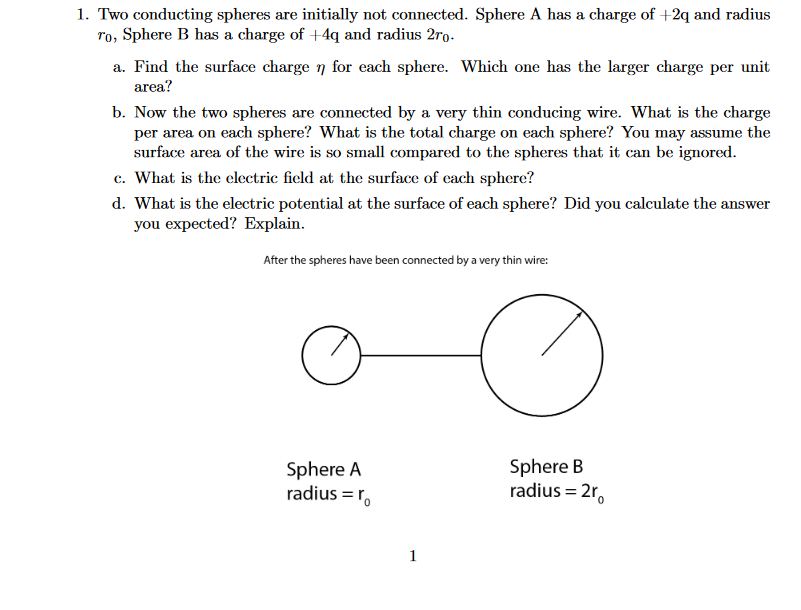 Solved Two Conducting Spheres Are Initially Not Connected. | Chegg.com