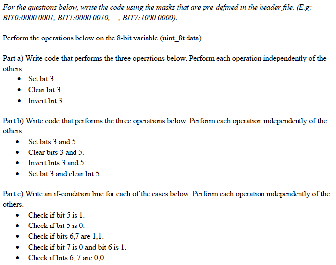 Solved For the questions below, write the code using the | Chegg.com