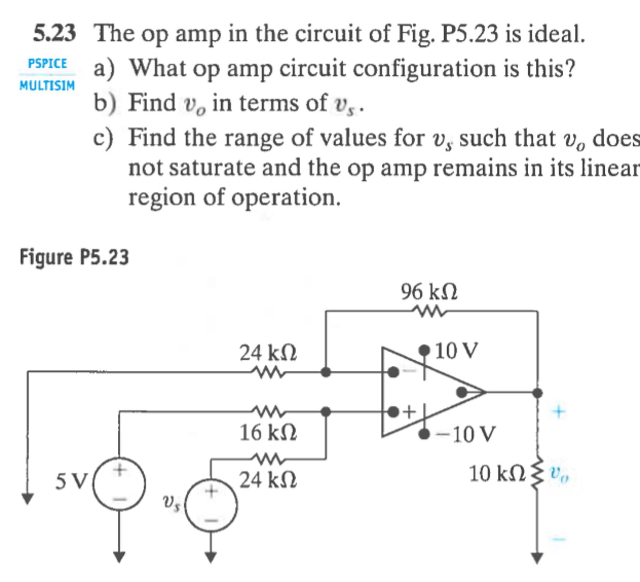 Solved The op amp in the circuit of Fig. P5.23 is ideal. | Chegg.com
