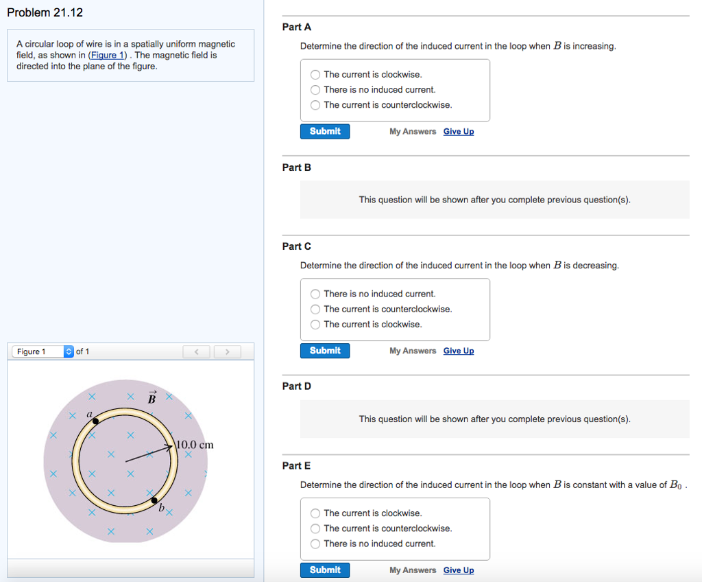 Solved A circular loop of wire is in a spatially uniform | Chegg.com