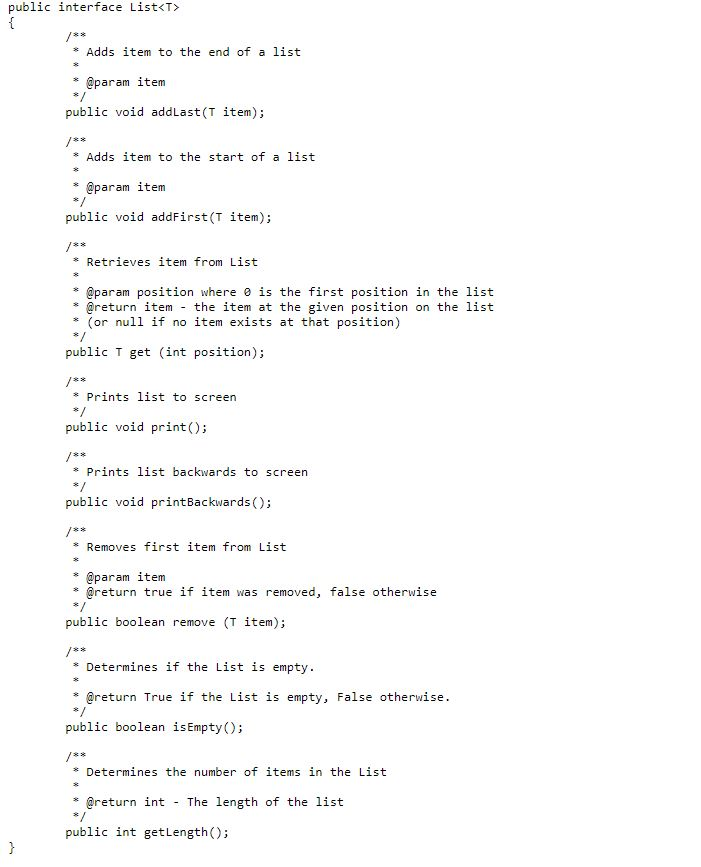 The Lab Java Files * List.java specifies the