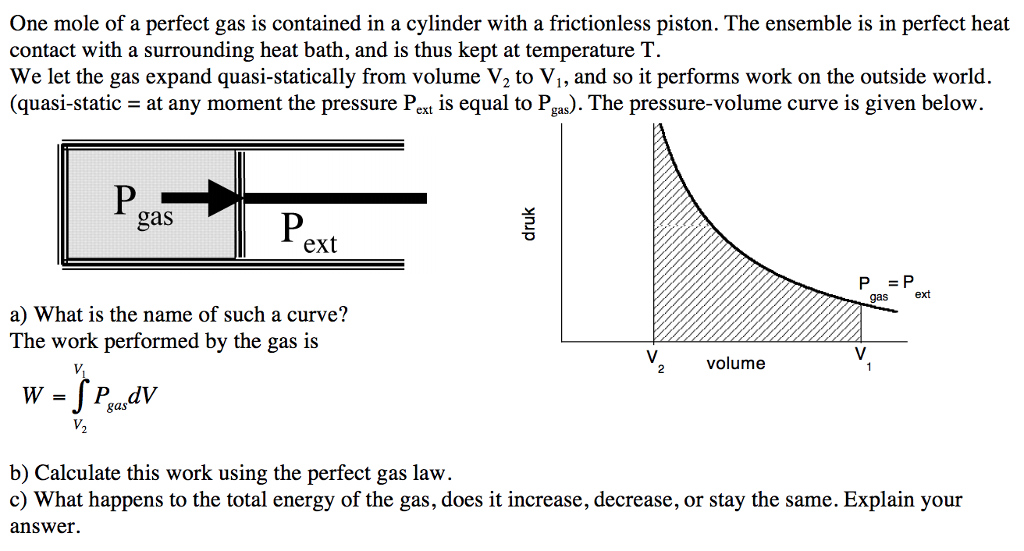 Solved One Mole Of A Perfect Gas Is Contained In A Cylinder | Chegg.com