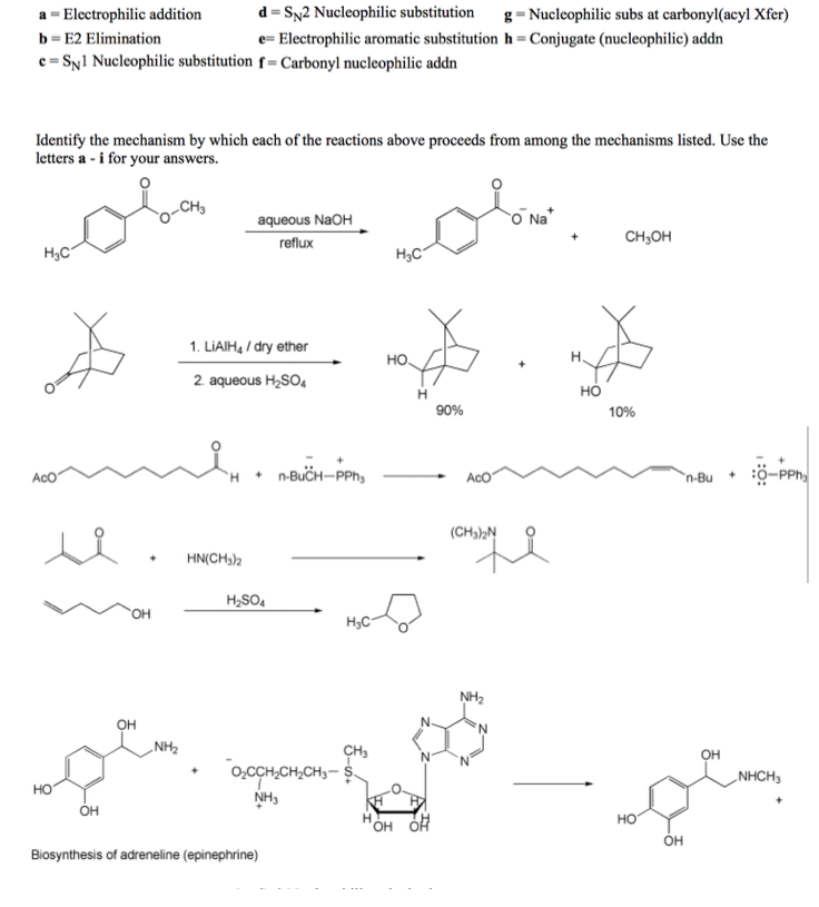 Solved A = Electrophilic Addition B = E2 Elimination C = SNI | Chegg.com