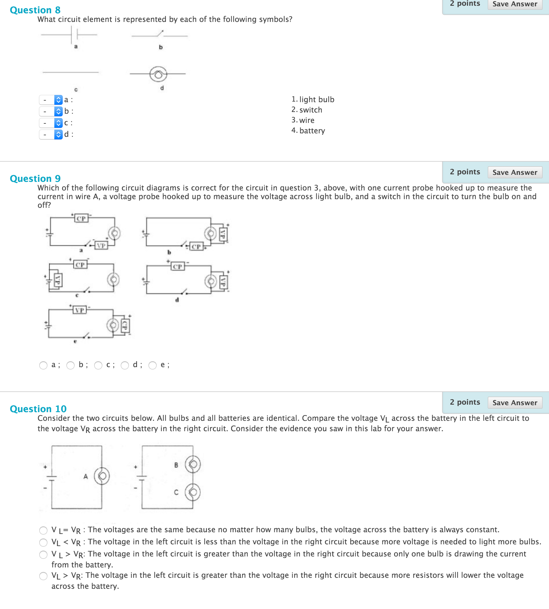 Solved What Circuit Element Is Represented By Each Of The | Chegg.com