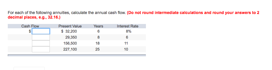 Solved For each of the following annuities, calculate the | Chegg.com