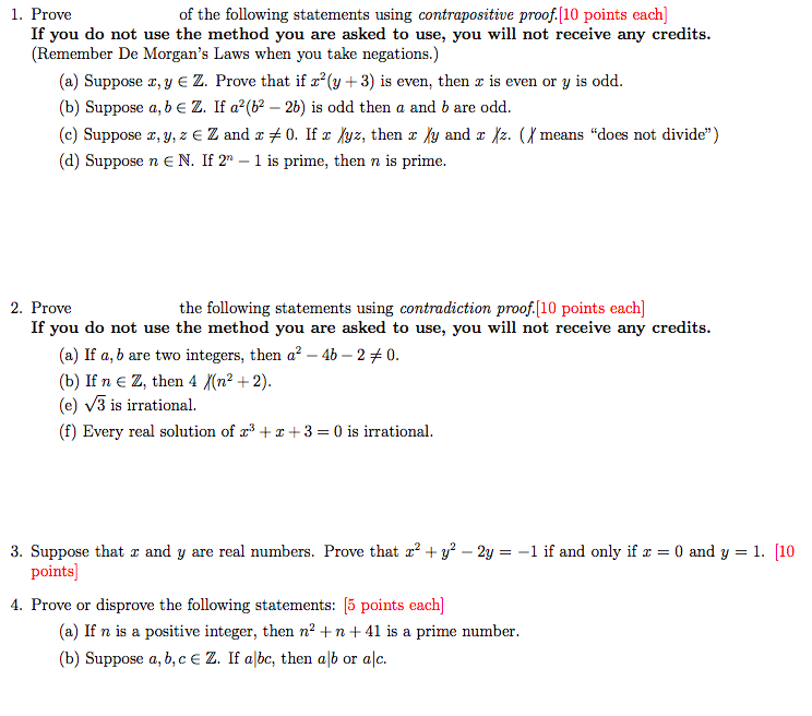 Solved 1 Prove Of The Following Statements Using