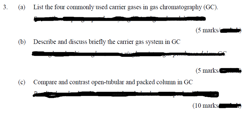 Solved 3. (a) List the four commonly used carrier gases in | Chegg.com