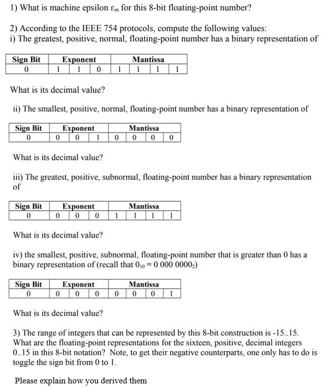 Solved What is machine epsilon epsilon_m for this 8bit
