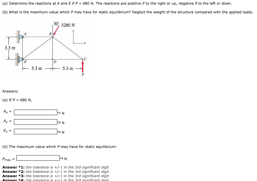 Solved (a) Determine the reactions at A and E if P = 680 N. | Chegg.com