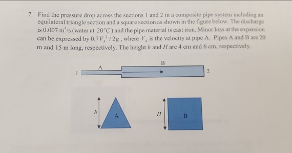 Solved 7. Find the pressure drop across the sections I and 2 | Chegg.com