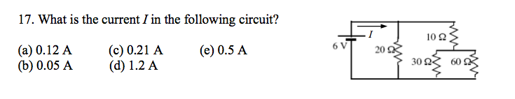 Solved What is the current I in the following circuit? (a) | Chegg.com