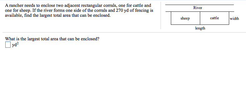Solved A rancher needs to enclose two adjacent rectangular | Chegg.com
