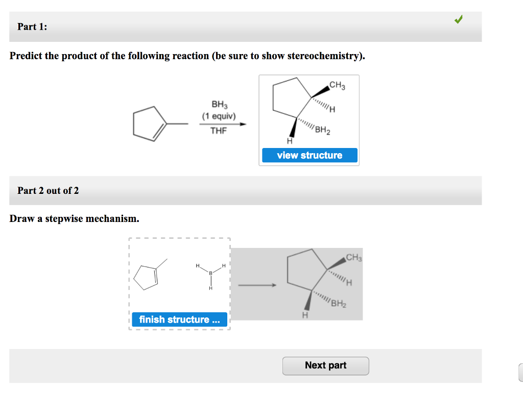 Solved Part 1: Predict The Product Of The Following Reaction | Chegg.com