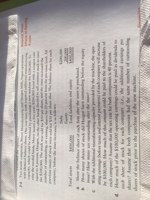 Solved Two textile companies, Meyer Manufacturing and Haugen