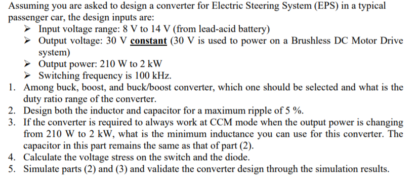 Solved Assuming you are asked to design a converter for | Chegg.com